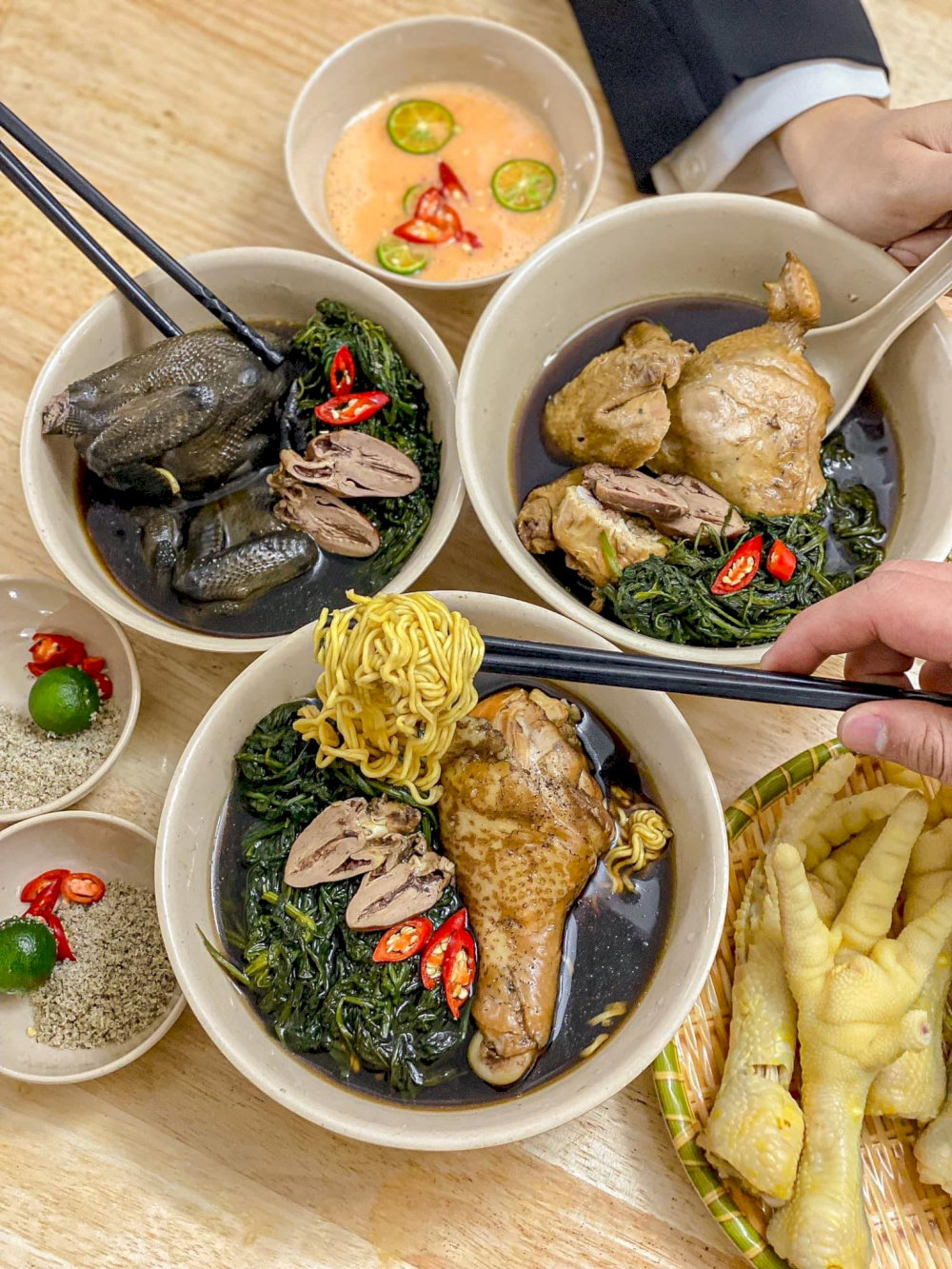 Nutritious mi ga tan, offering a wholesome mix of chicken, herbs, and noodles